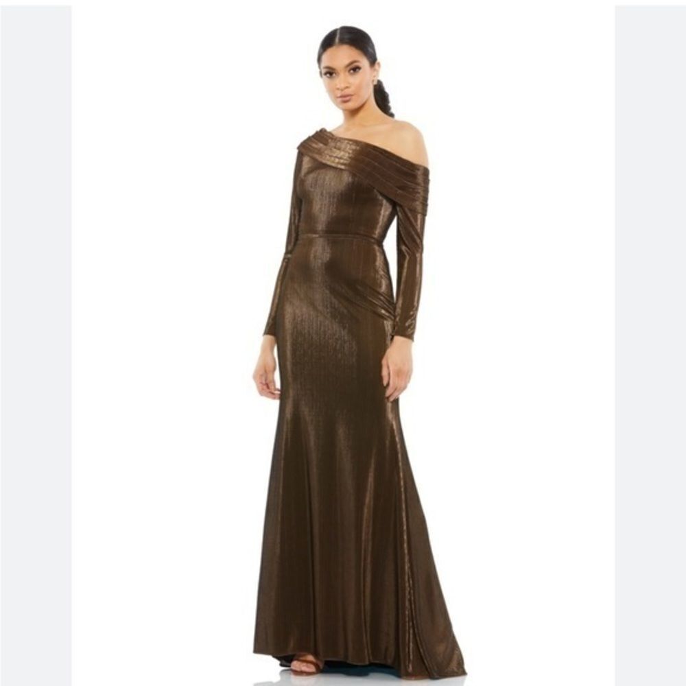 Mac Duggal One Shoulder Brown Dress